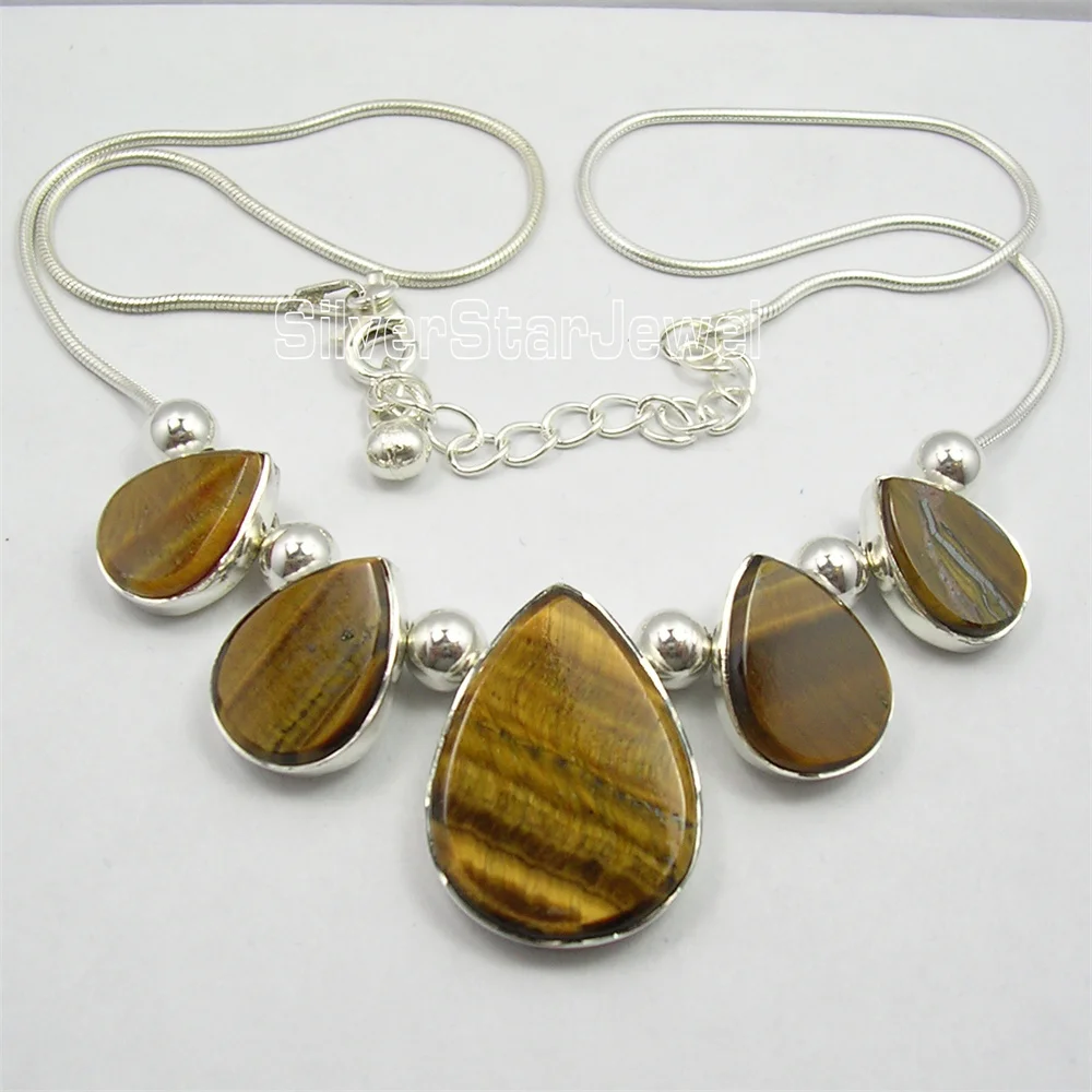 Semi-precious Stone FLAT BLACK  Necklace 18.5