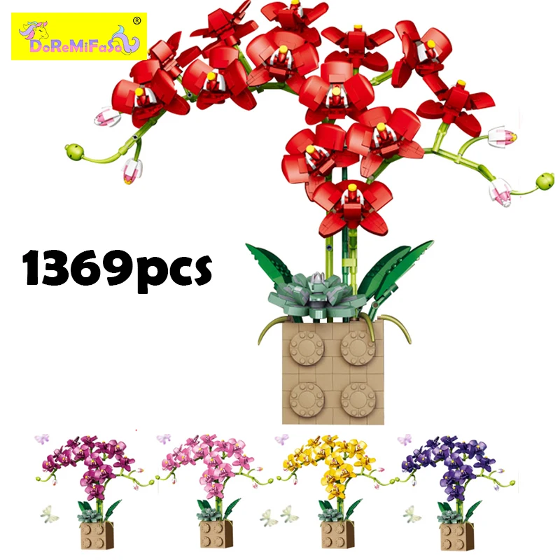 

Hot Flower Bouquet Flowers With Vase 3D Blocks Moc Birds Flower Pieces Set For Adults Flowers Succulent Blossoms Building Block