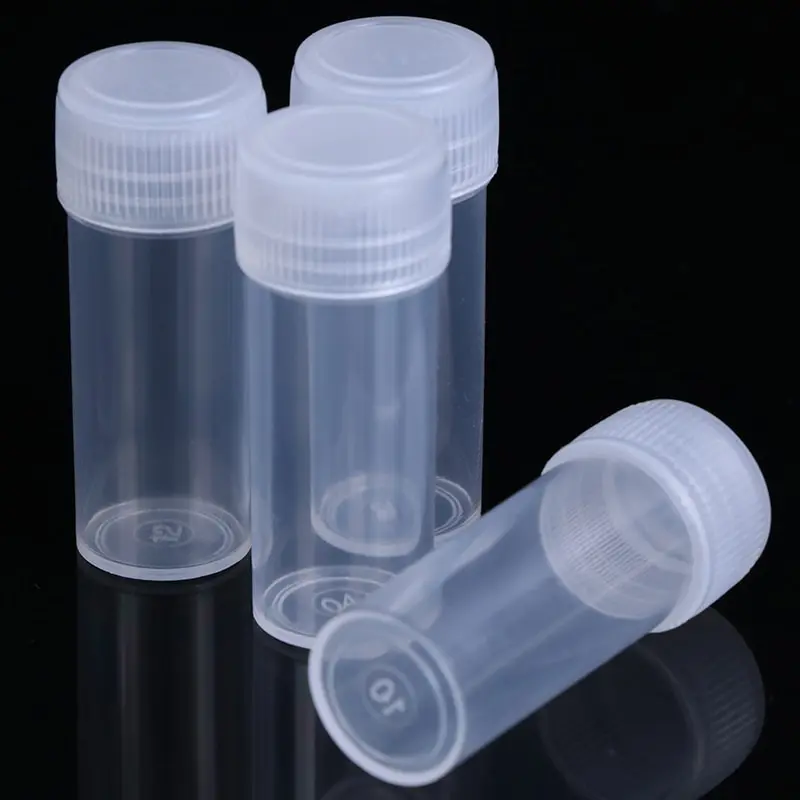 

10Pcs 5ml Plastic Test Tubes Vials Sample Container Powder Craft Screw Cap Bottles For Office School Chemistry Supplies
