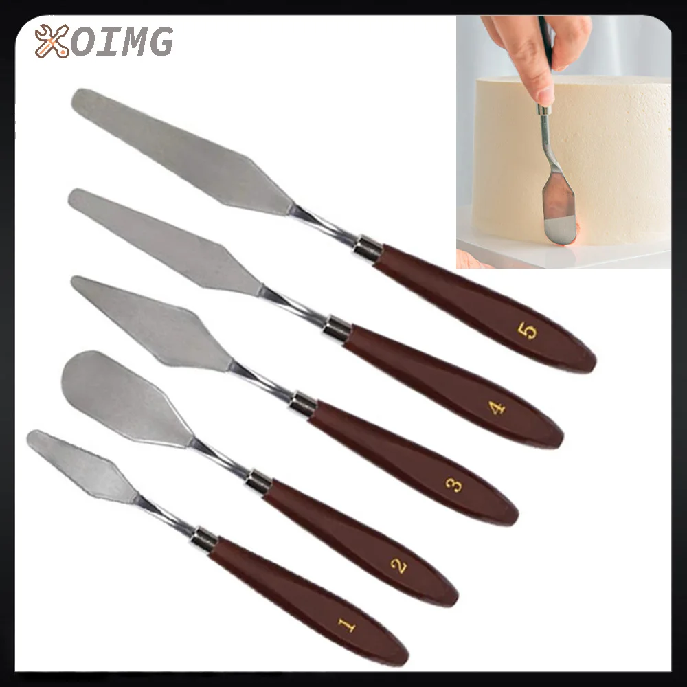 5Pcs/Set Cream Spatula Palette Knife DIY Pastry Cutters Fondant Dough Scraper Cake Cutter Pastry Baking Tool Kitchen Accessories