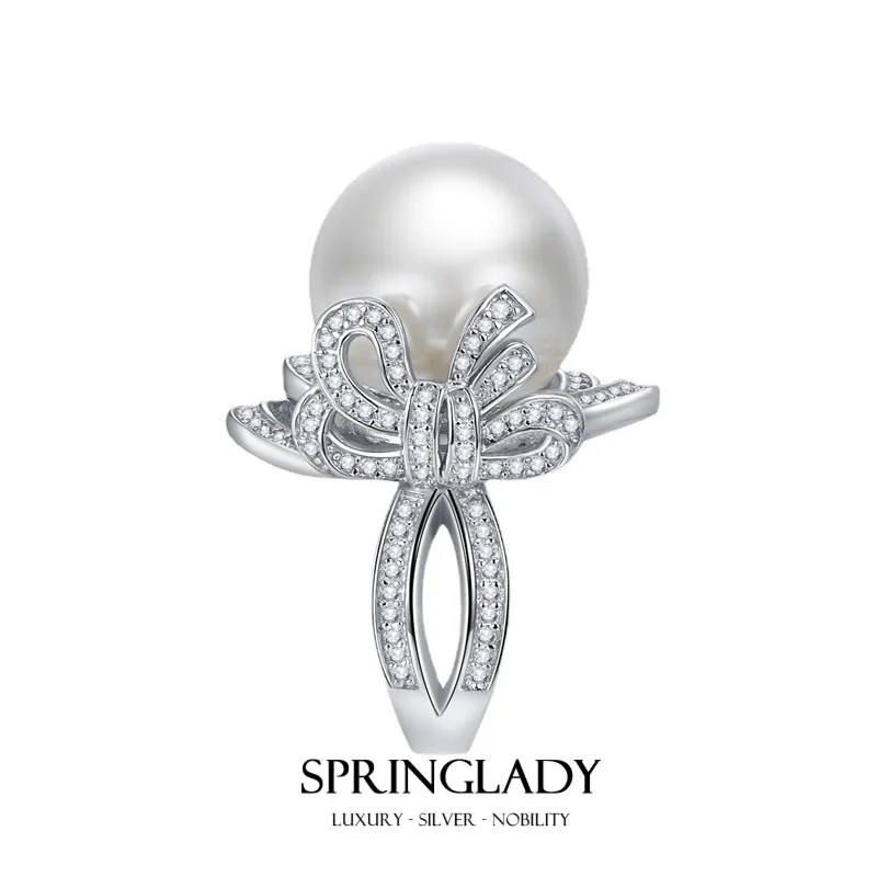 

Роскошное бриллиантовое кольцо из серебра 16 мм с жемчугом из высокоуглеродистого драгоценного камня для свадьбы и Помолвки от SpringLady, изысканные ювелирные изделия