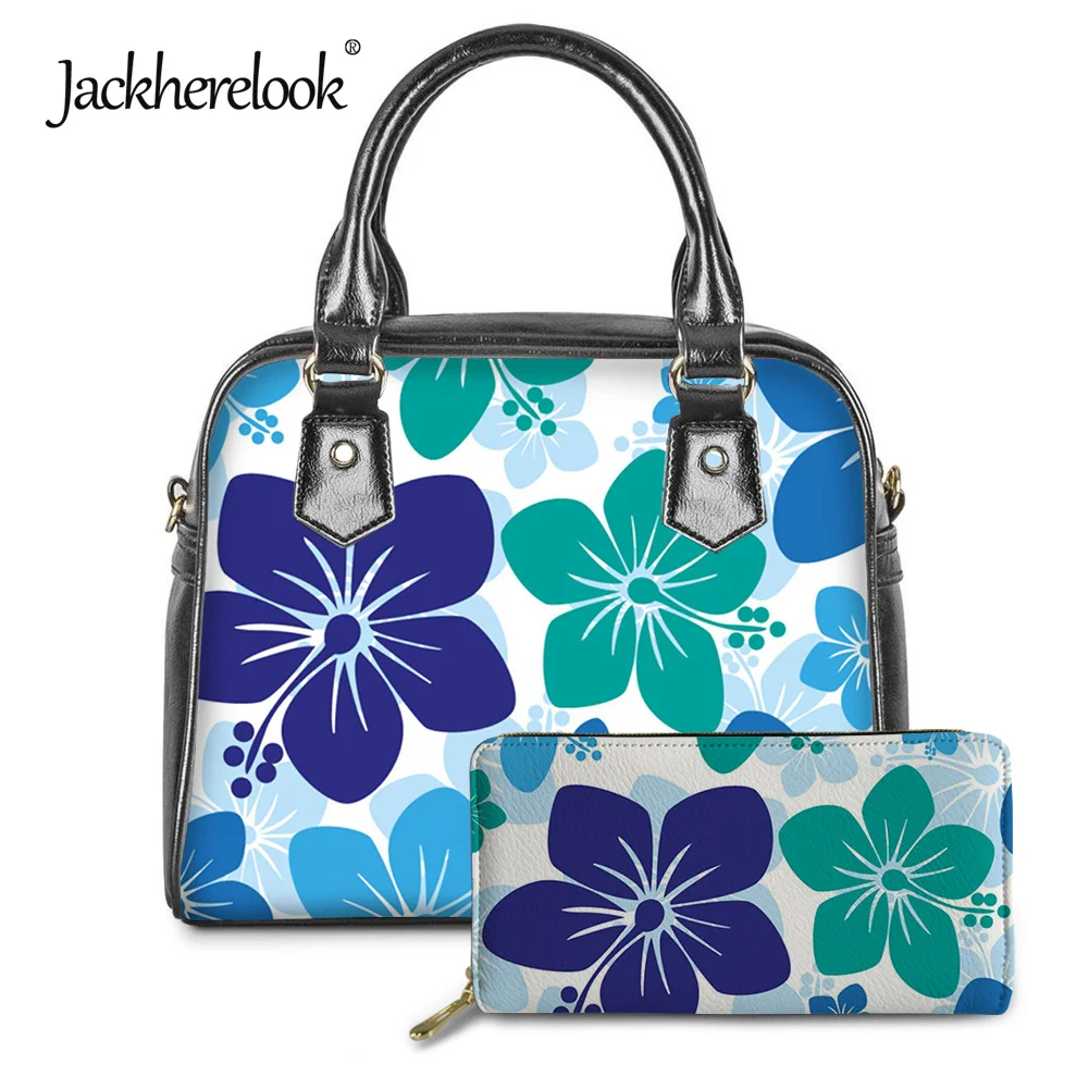 

Jackherelook Hibiscus Роскошные Сумки из искусственной кожи для женщин сумки через плечо и модные Портмоне 2 шт./компл. Bolsa Feminina