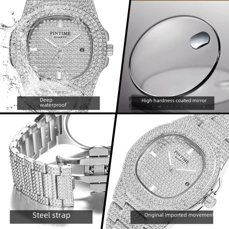 Стальные часы Baida-шипованные Звездные мужские и женские с календарем кварцевые в