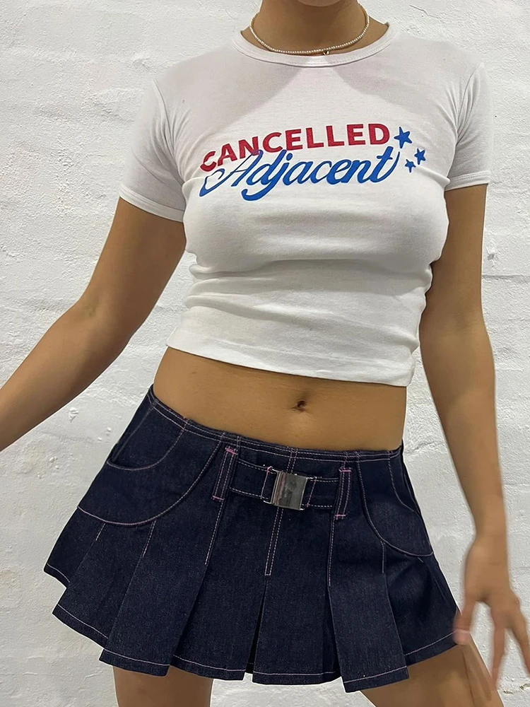 

Rockmore Y2k Sexy Pleated Skirt with Shorts Streetwear Harajuku Low Waist Mini Skirts for Women Pretty Style A-Line Korean 2022