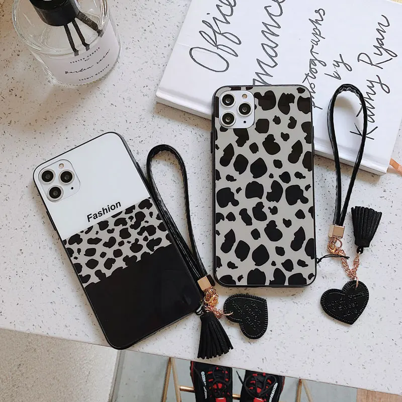 

Tempered Glass Phone Case For Huawei Honor X20SE 10 30 30S 50 60 X30 X30i Play 4 4T 5 5T 7 20 ProPlus Hard Cover Leopard Lanyard