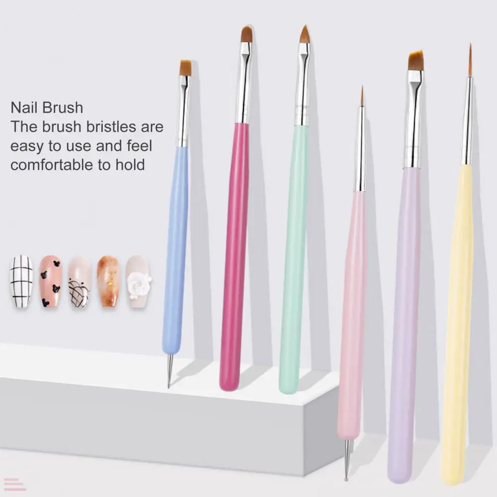 6 шт. ручка для ногтей лайнер нейл-арта кисть однотактный контур компактный