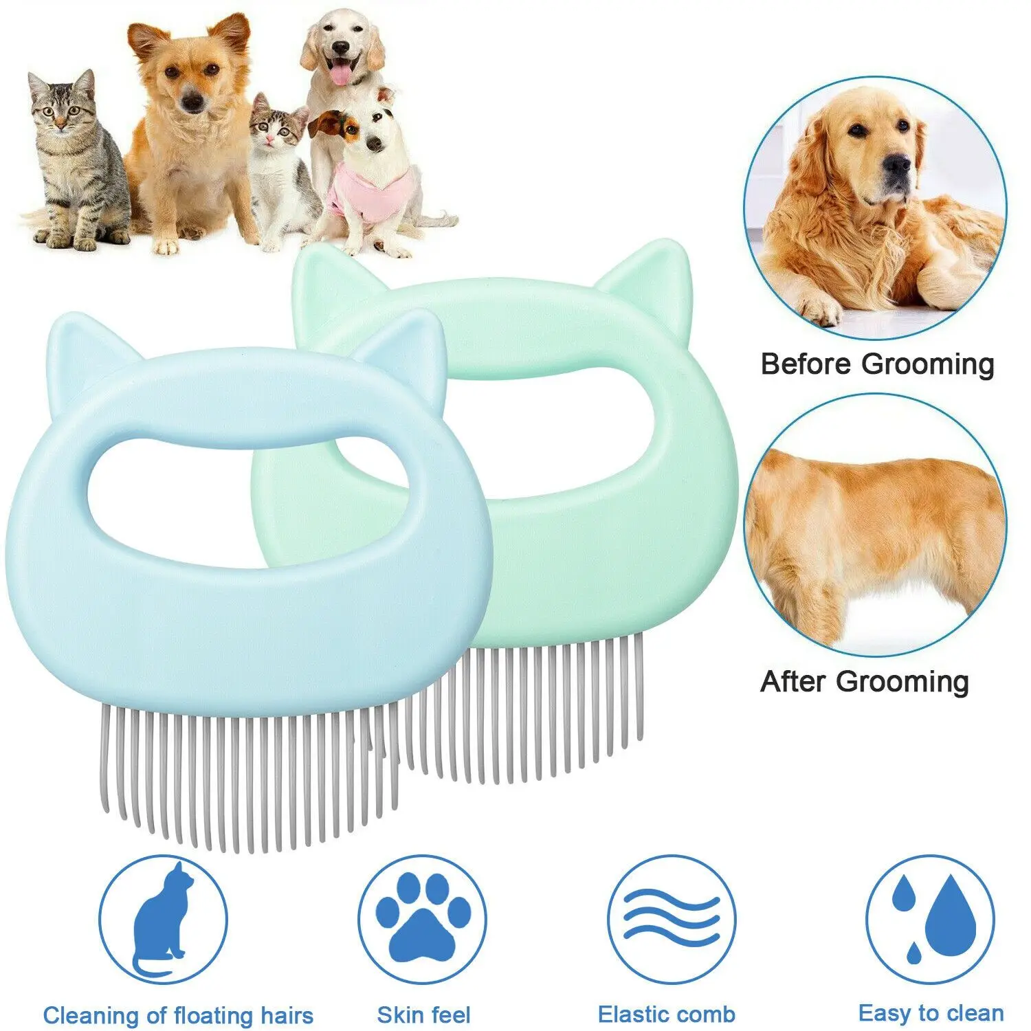 

Safe soft Comb teeth Pet Massage Brush Cute Shell Shaped Handle Pets Grooming Massage Cats Dog Combs Remove Loose Shedding Hairs