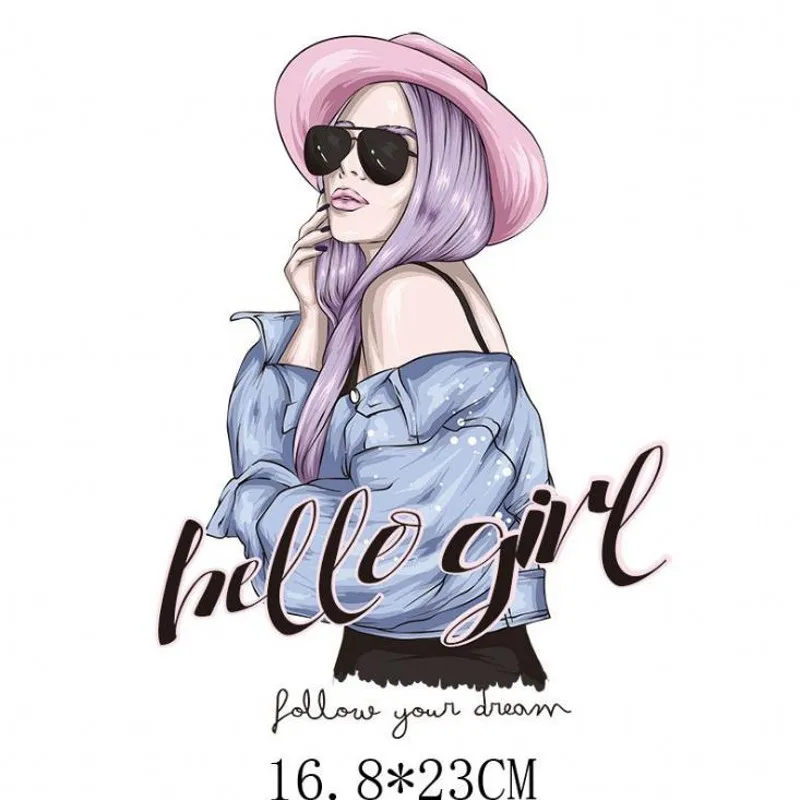 

Heat Transfer Clothes T-Shirt Thermal Stickers Decoration Printing 16.8x23cm Fashion Beauty Girl Iron on Patches for DIY