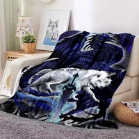 dragon and magic sword 3d printing flannel throw blanket fashion fluffy blanket soft and comfortable sofa air conditioner sheet