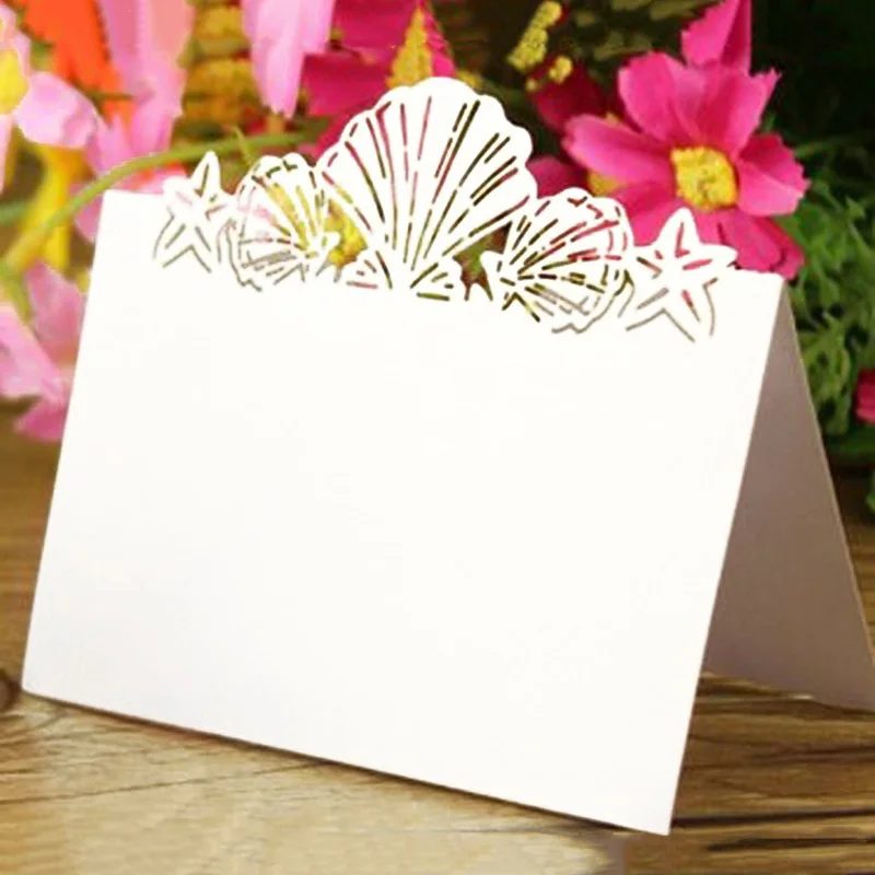 

50pcs Name Place Cards Underwater Style Wedding Decoration Table Decor Table Name Message Greeting Card Birthday Party Supplies