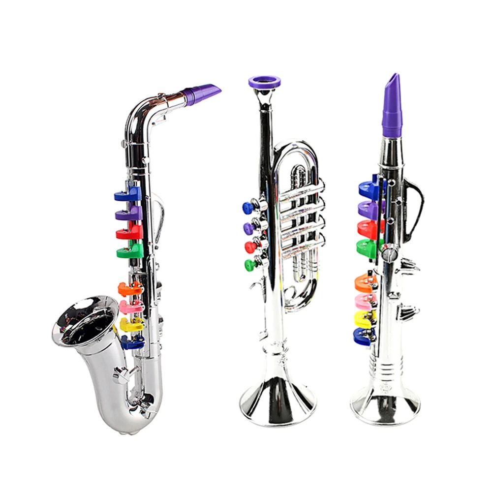 

3Pcs Kids Musical Instruments Toy Clarinet Saxophone Trumpet Wind and Brass Musical Instruments Combo for Toddlers Play