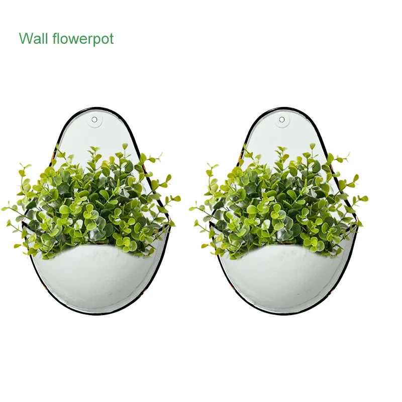 Wall Hanging Flowerpot Metal White Green Flower Basket Planters For Air Plants Succulent Pot Garden Farmhouse Decor