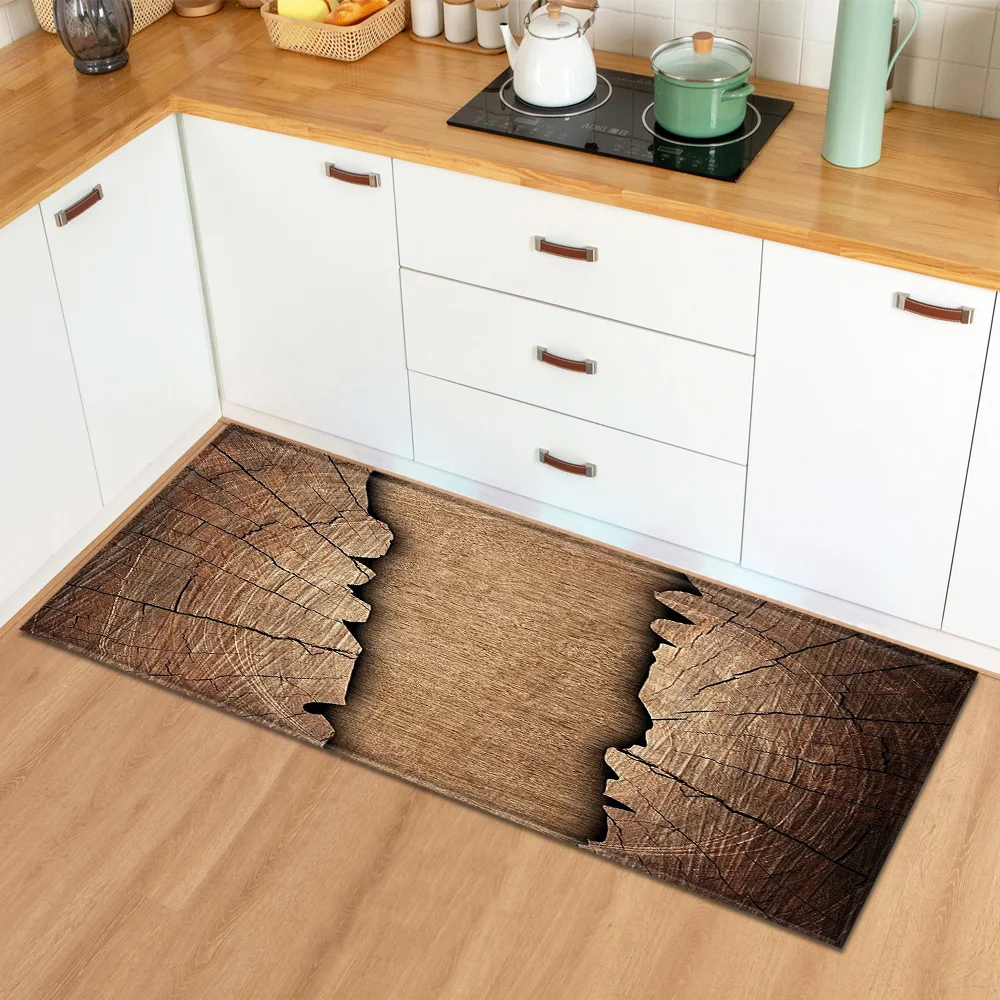 

Vintage Wood Pattern Kitchen Rug Felt Material Bedroom Rectangle Anti-slip Carpet Home Entrance Doormat for Kitchen Alfombra