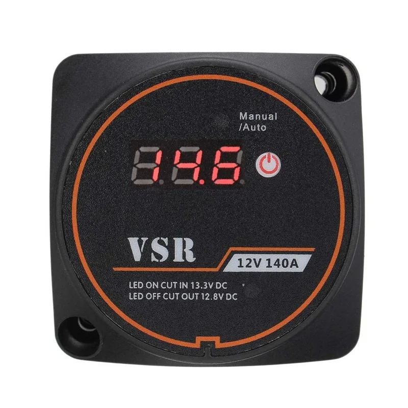 

Digital Display Voltage Sensitive Split Charge Relay VSR 12V 140A for Camper Car RV Yacht Steamer Smart Dual Battery Isolator