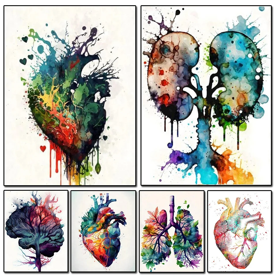Акварель, Анатомия человека, красочные вены, алмазная живопись, мозаика, полноразмерная, круглая, алмазная вышивка, персонализированный подарок, G118