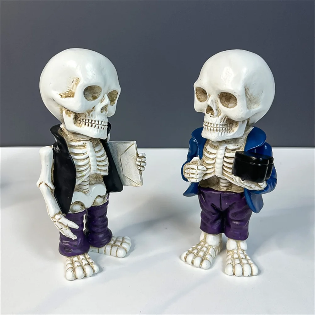 

Cute Skeleton Resin Figurines Statues For 2023 Halloween Decoration Skeleton Doll Room Decor Ornament Home Sculpture Kid Gifts