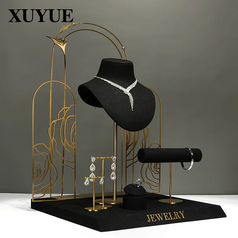 

New Jewelry Display Shelf Jewelry Props Black Metal Window Set Necklace Ring Jewelry Storage Display Shelf