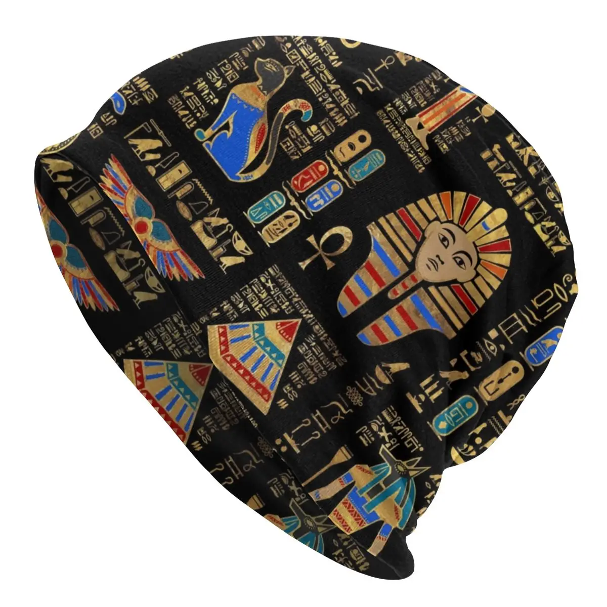 

Winter Warm Bonnet Knitted Hats Egyptian Hieroglyphs And Deities God Beanie Cap Outdoor Ski Ancient Egypt Pharaoh Beanies Caps