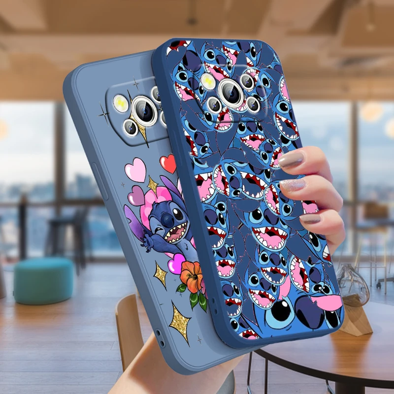 

Disney Stitch Cute For Xiaomi POCO C50 C40 X4 M5S F4 M4 X3 F3 M3 C3 Pro GT NFC 4G 5G Liquid Rope Silicone Phone Case