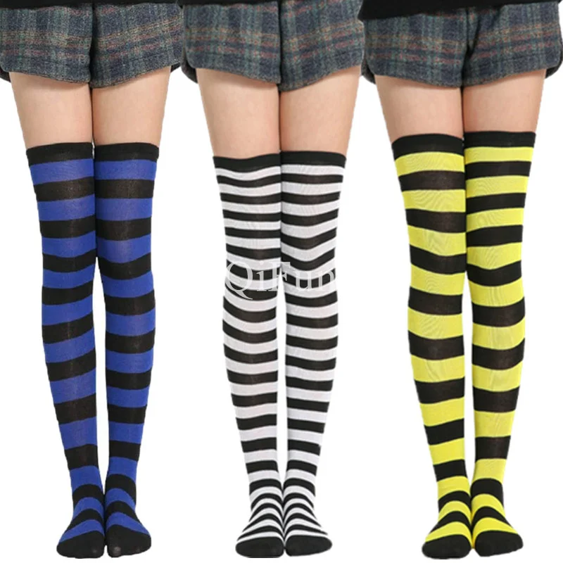 

Compression Socks Long Socks Color Stripe Lolita Girls Warm Knee Socks Women Thigh High Over Knee Stockings Cosplay Party Socks