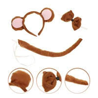 1 set cosplay costume monkey ears tail bow tie hairband costume party props