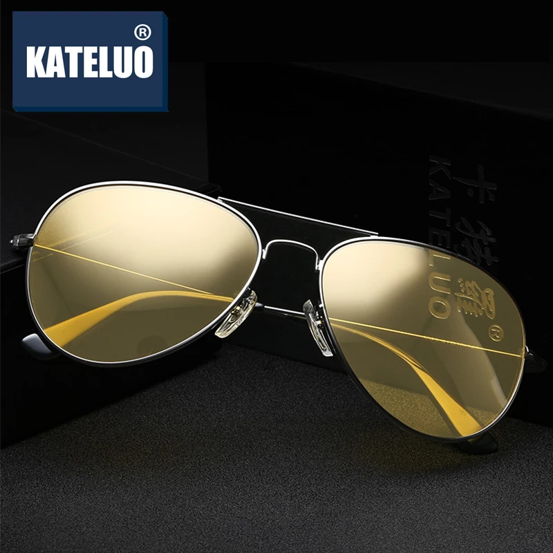 

KATELUO Day Night Vision Goggles Yellow Lens Driver's Glasses for Men Anti-glare Women's Polarized Sunglasses K3025