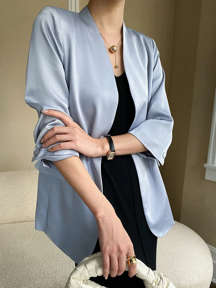 Женский Тонкий Блейзер с V-образным вырезом и длинным рукавом
