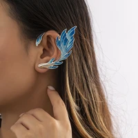 creative goldfish ear clip earrings for women fish tail blue elf ear cuffs fairy wings fake piercing earcuff fashion jewelry