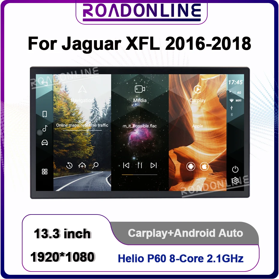 13 3 &quotAndroid 12 для Jaguar XFL 2016-2018 мультимедийный плеер стерео радио приемник двойная