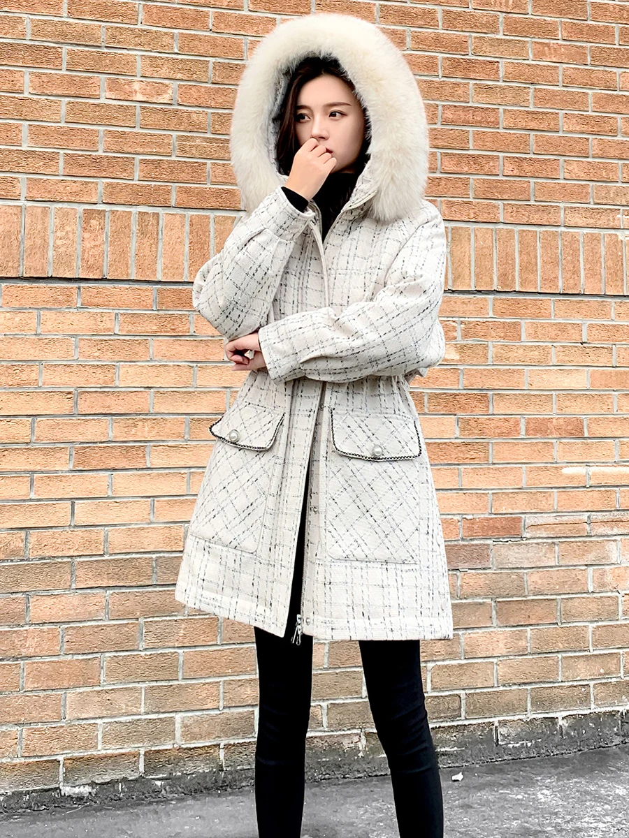 Women Long Down Jacket New Vintage Style Fox Fur Collar White Duck Down Jackets Autumn Winter Coats And Parkas Female Outwear