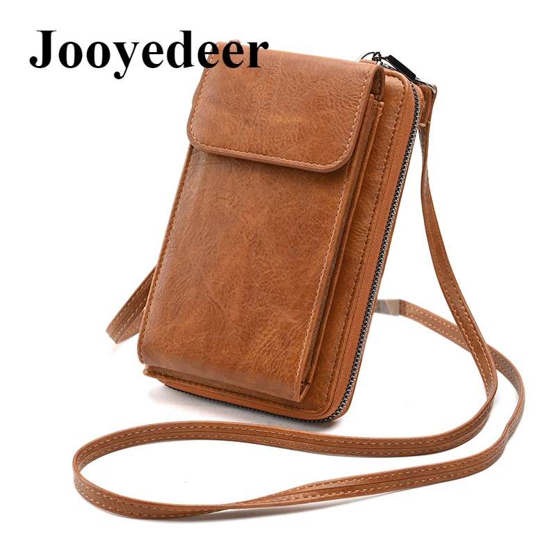 Jooyedeer Ladies Small Crossbody Messenger Bags Women Fashion Shoulder Bag Wallet Mini PU Leather Card Holder Female Purse Brown