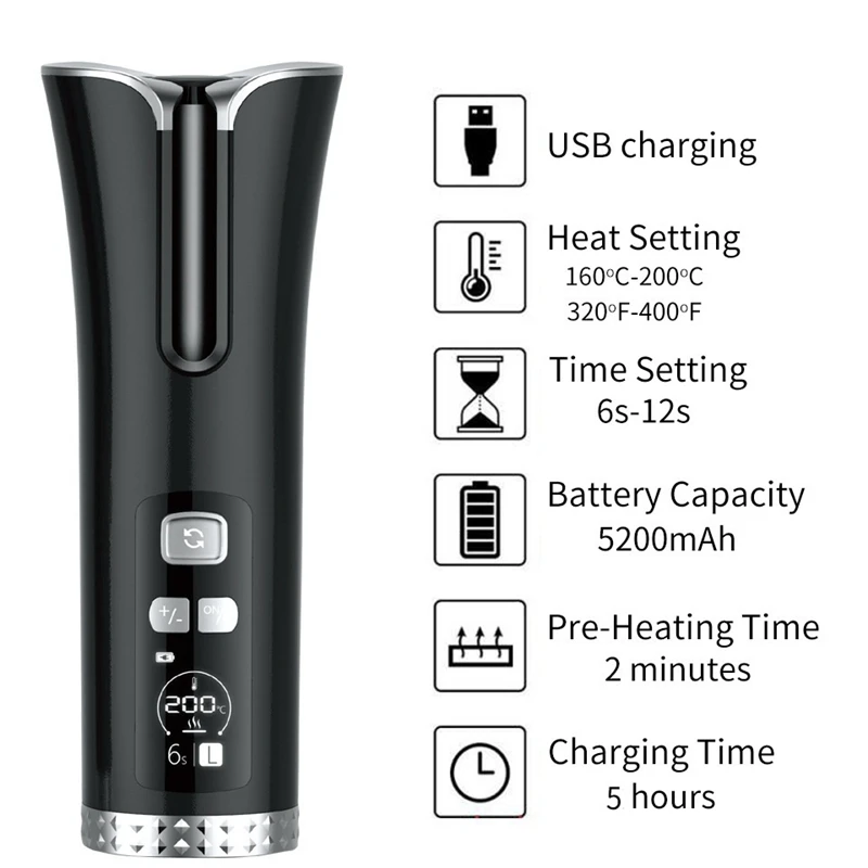 

USB Cordless Automatic Hair Curler Ceramic Curling Iron Hair Waver Tongs Beach Waves Iron Curling Wand Air Curler