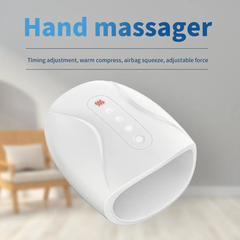 

Electric Hand Massager Device Palm Fingers Acupoint Wireless Massage With Air Pressure And Heat Compression For Arthritis Pain