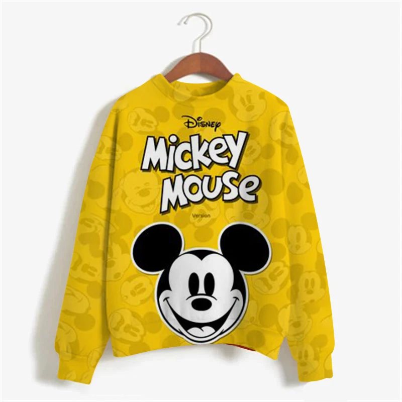 

Disney Mickey Mouse Fashion Women's Print Sweater Spring and Autumn O-Neck Sweater Korean Loose Clothes Retro Harajuku Korean Ve