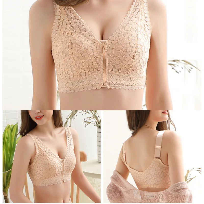 

Leisure Bras Comfort Front Zipper Removable Chest Pads Breathable Lightweight Comfort Breathable Lightweight Leisure Bras B99