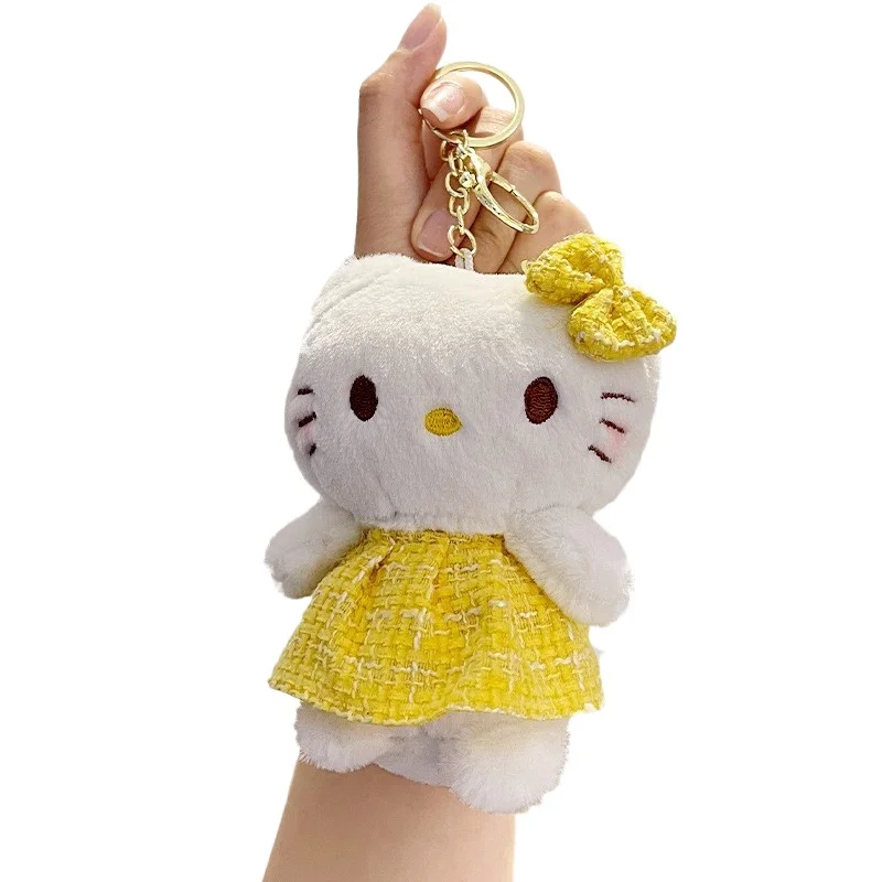Брелок для ключей Sanrio с мультяшным ангелом Hello Kitty милый плюшевый Кот брелок