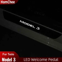 homchee wireless led illuminated pedal car door sills protector for tesla model 3 door edge protectors model y 2022 accessories