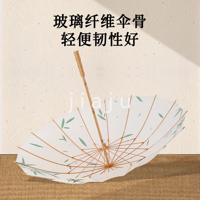 Paraguas varilla recta estilo antiguo mango madera chino 16. hu männ bambú largo