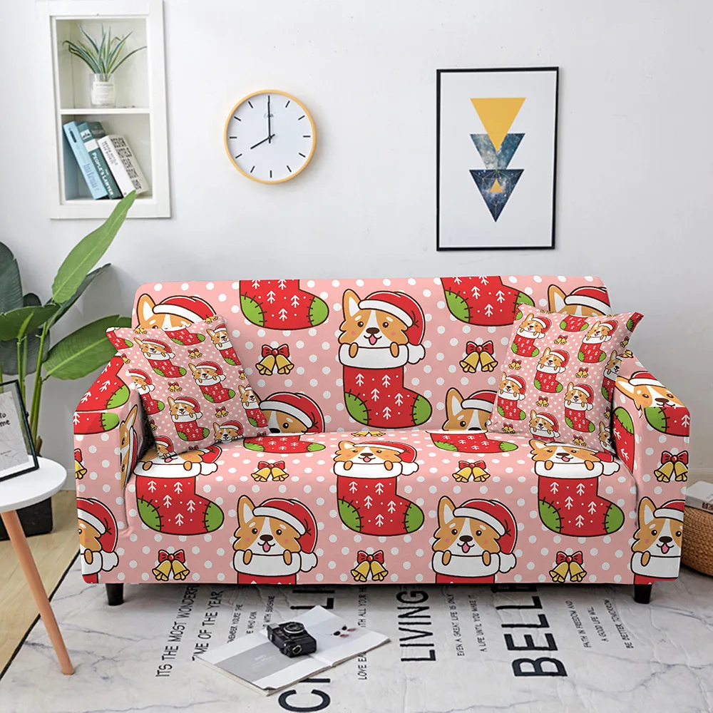 

Чехол для дивана с рождественским принтом щенка Санта-Клауса чехол для дивана моющийся полиэстеровый диван для влюбленных для женщин мужчи...