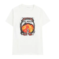 balmain tops tees unisex mens and womens printed round sleeve all match t shirt