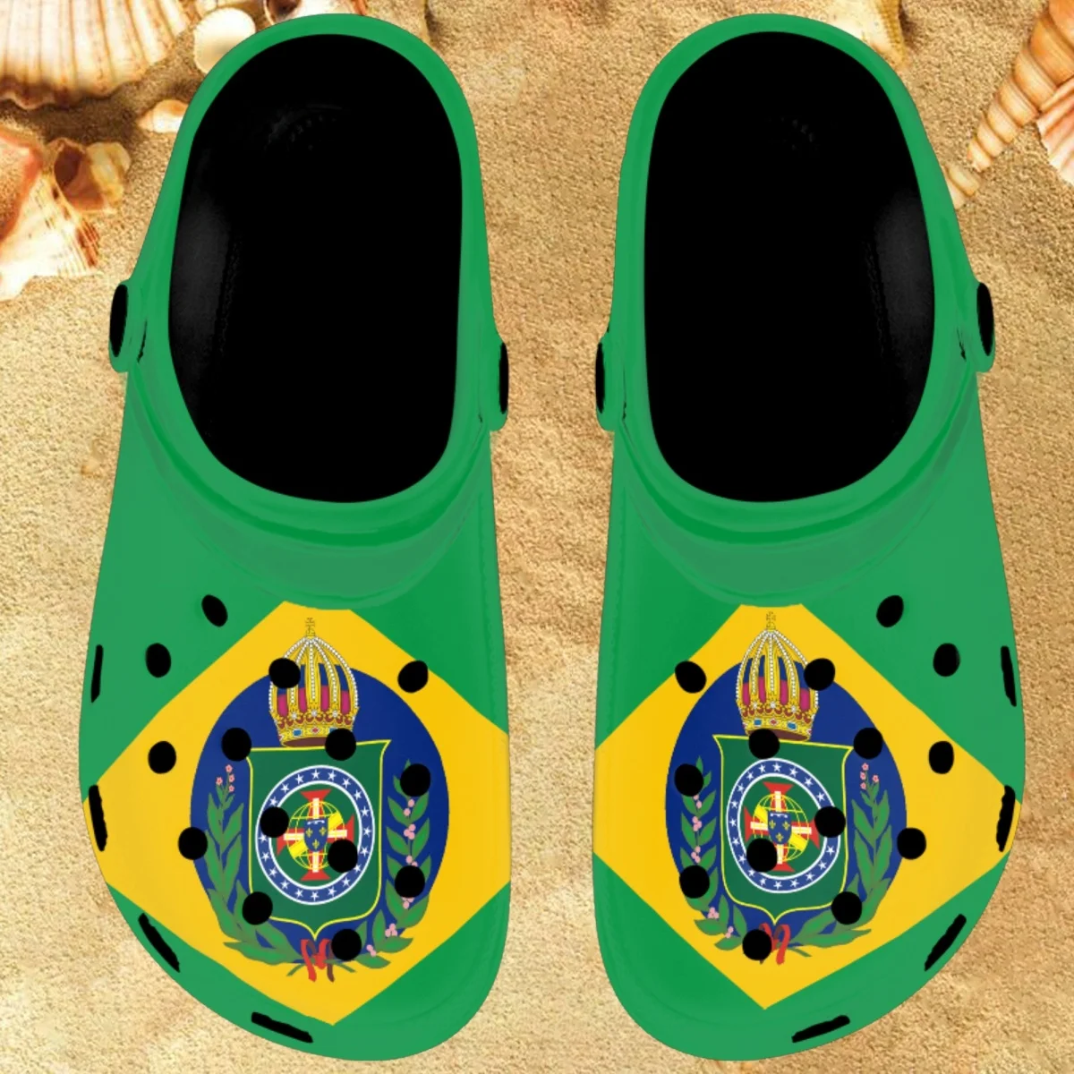 

Nopersonality Brazil Flag Design Slippers for Woman Simple Fashion Breathable Flat Sandals Adult Summer Pantuflas Wading