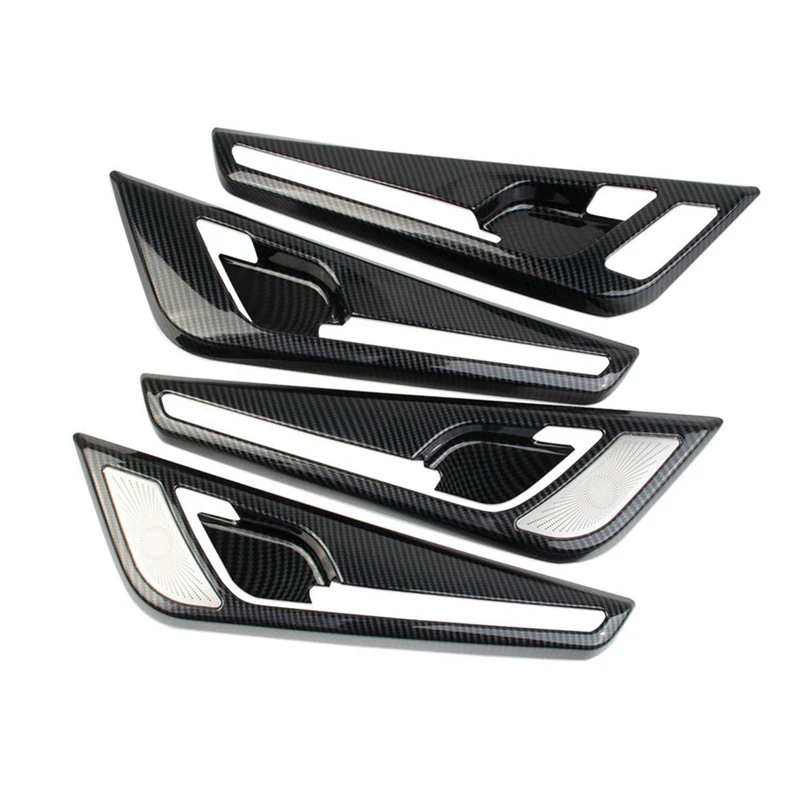 

4 PC Carbon Fiber Interior Mouldings Inner Door Handle Bowl Panel Cover Trim Easy Install Dustproof For KIA EV6 2021 2022 LHD