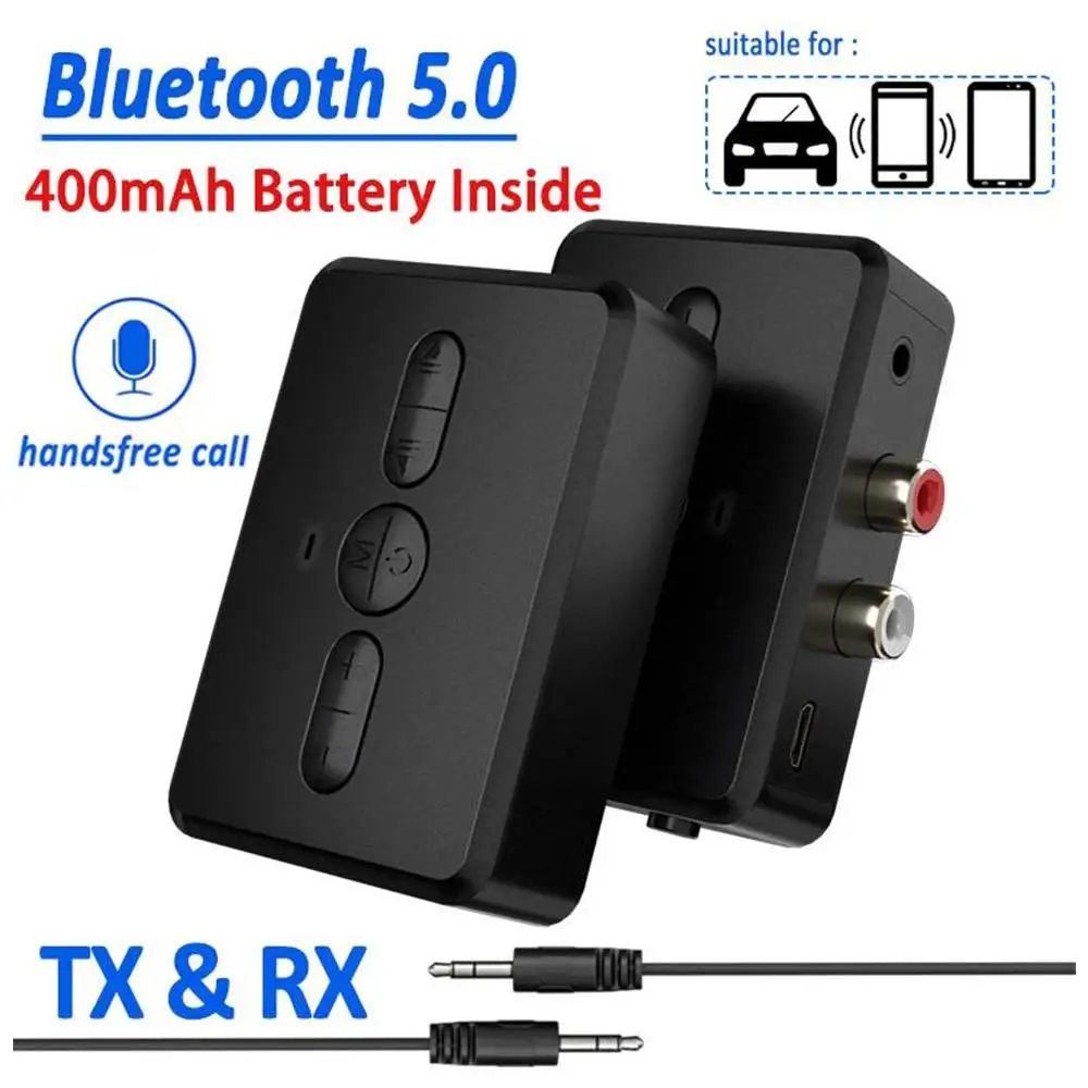 

Bluetooth 5.0 Audio Receiver Transmitter RCA 3.5mm AUX Jack Music 400mah Stereo Wireless Adapter Handsfree Call For Car PC TV