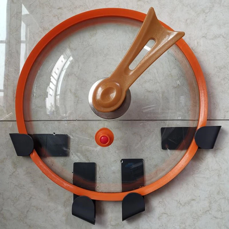 

2pcs Pot Lid Holder Wall-Mounted Hanging Holder for Pan Pot Cover Rack Plastic Kitchen Storage Rack Kitchen Organizer