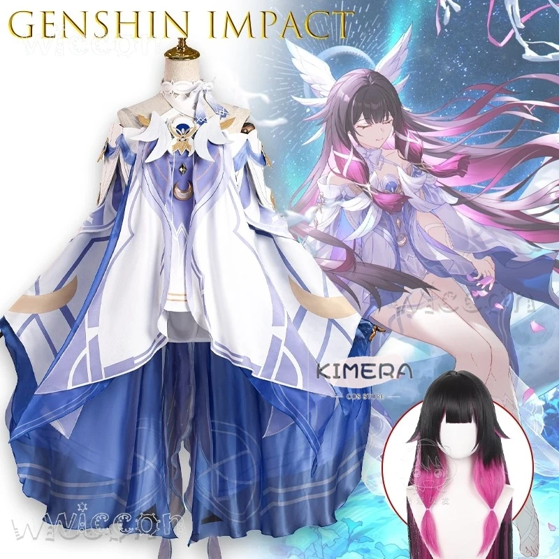 Фото Disfraz Genshin Impact Moonlit Maiden Columbina Косплей Костюм на Хэллоуин Аниме Персонаж Ролевая игра Наряд Аниме Рождество déguis №1