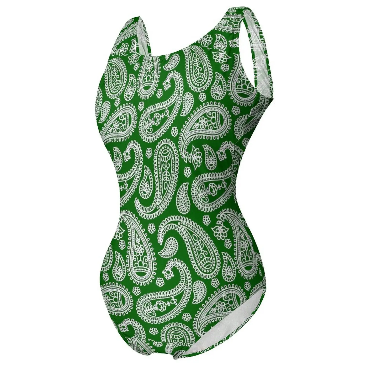 Женский слитный купальник с винтажным принтом и чашками пуш-ап