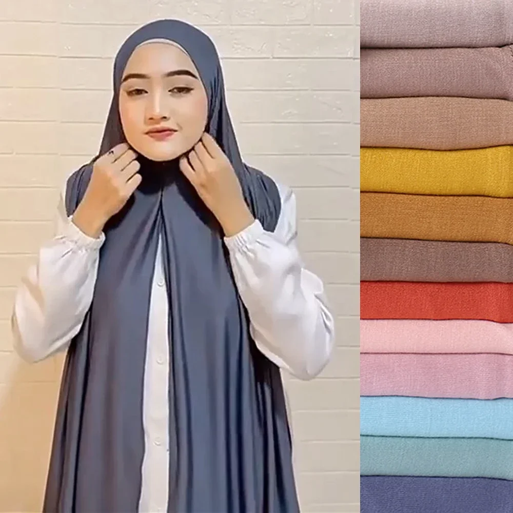 1 шт. удобный длинный трикотаж мгновенный хиджаб однотонный шарф повседневный