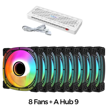 ALSEYE LUNA LED PWM ARGB CPU 쿨러 시스템 유닛 케이스, ARGB 120mm 세트, 3 핀 4 핀 팬, RGB 120mm, 8 개