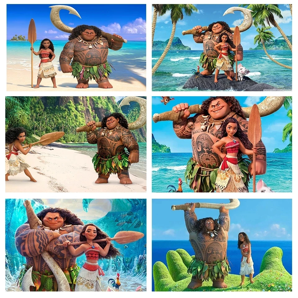 Мультяшная Аниме Картина на холсте Disney Моана ваялики плакаты принты роспись