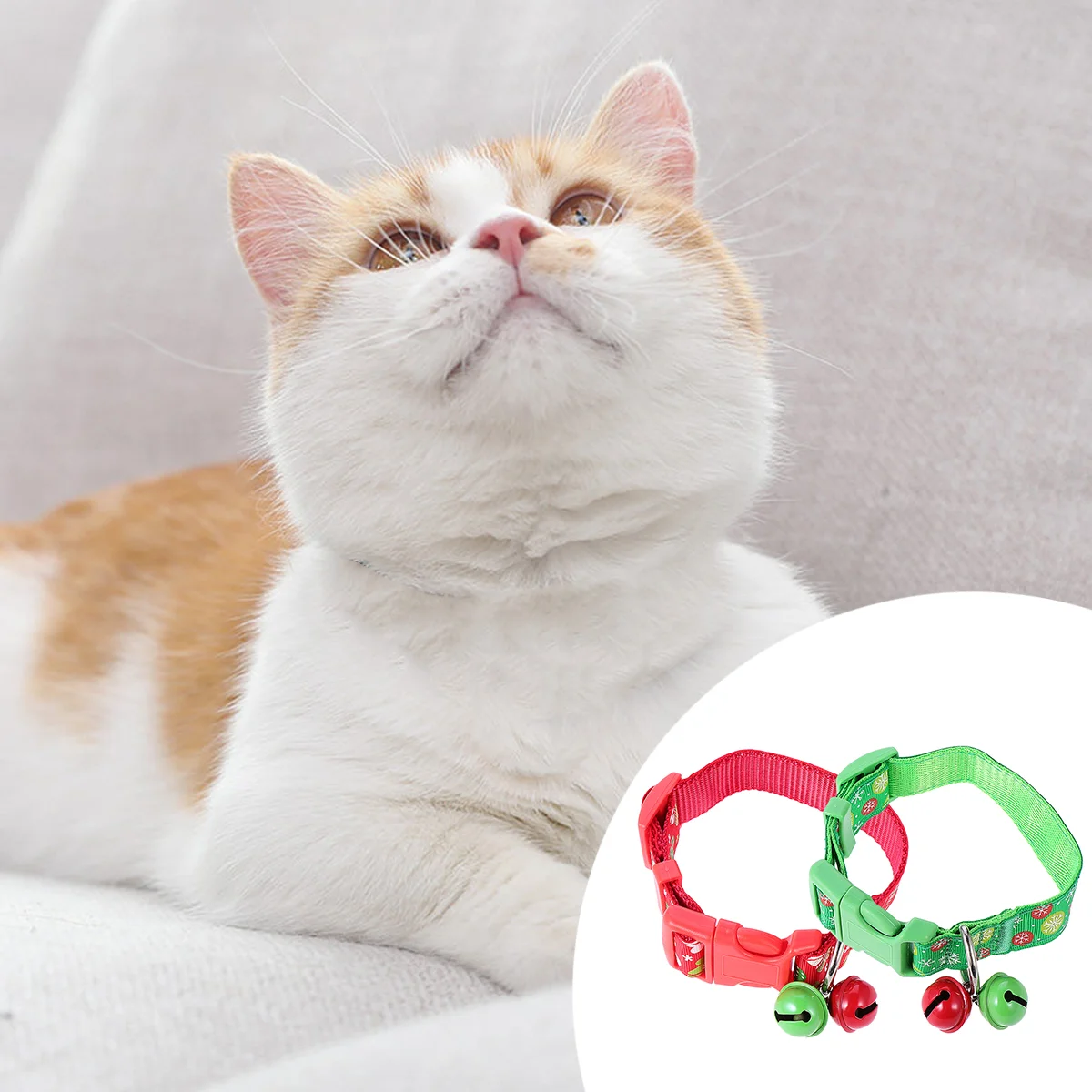 

2pcs Christmas Collar Adjutable Collars Cat Collar Breakaway with Bells Quick Release Buckle Gifts for Kitten Puppies Winter